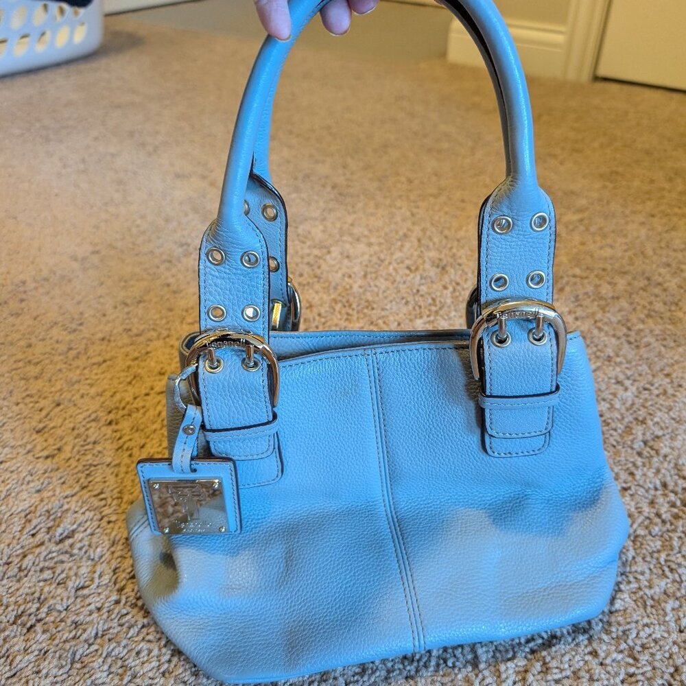 Tignanello Light Blue Genuine Leather Handbag